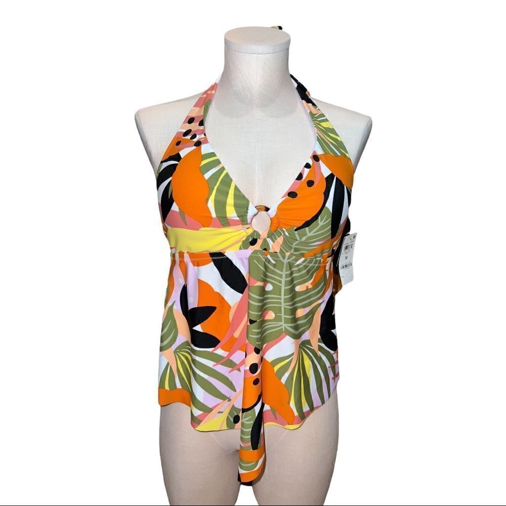 Bar III Tropical-Print Tankini Top Multicolor Floral Medium NWT - Picture 2 of 8